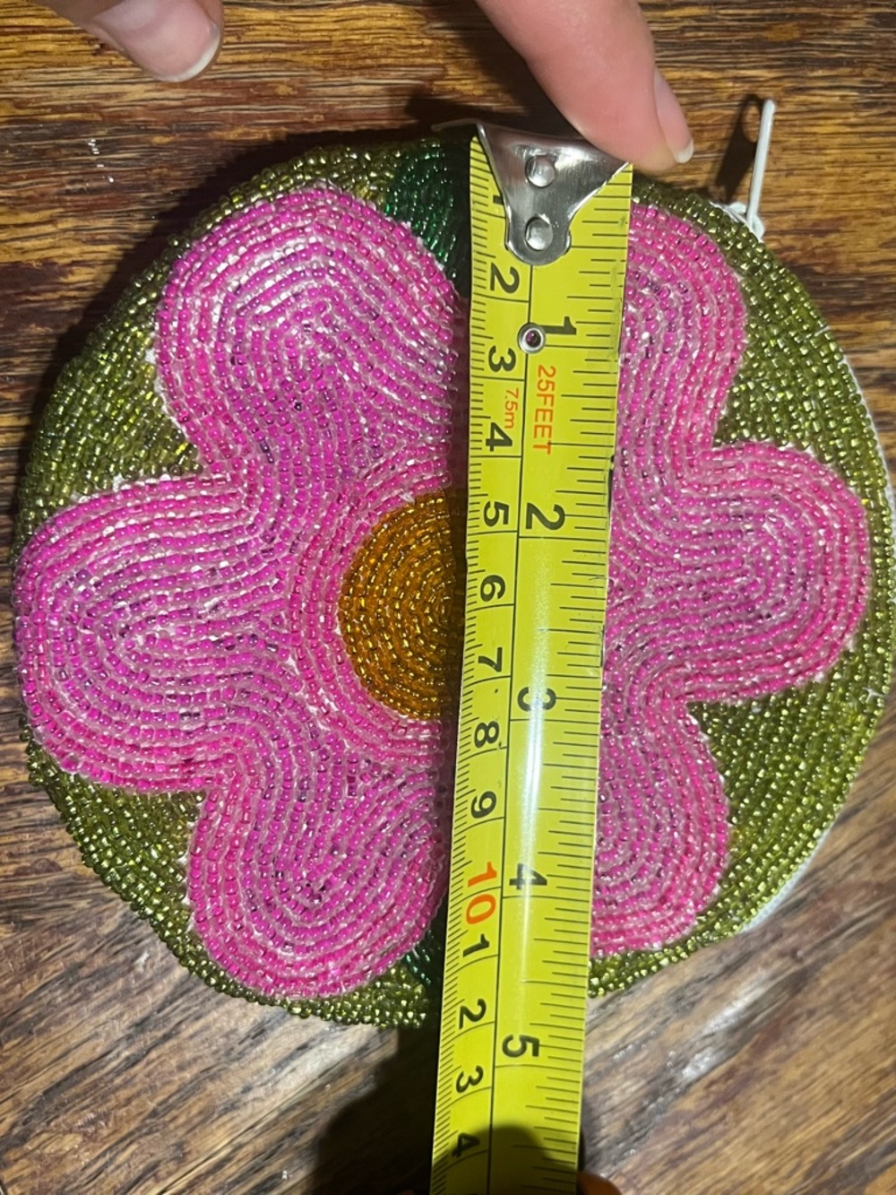 Beaded Pink Flower Coin Purse - Picture 5 of 6